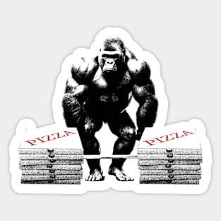 Gorilla Lifting Boxes of Pizza Funny Sticker